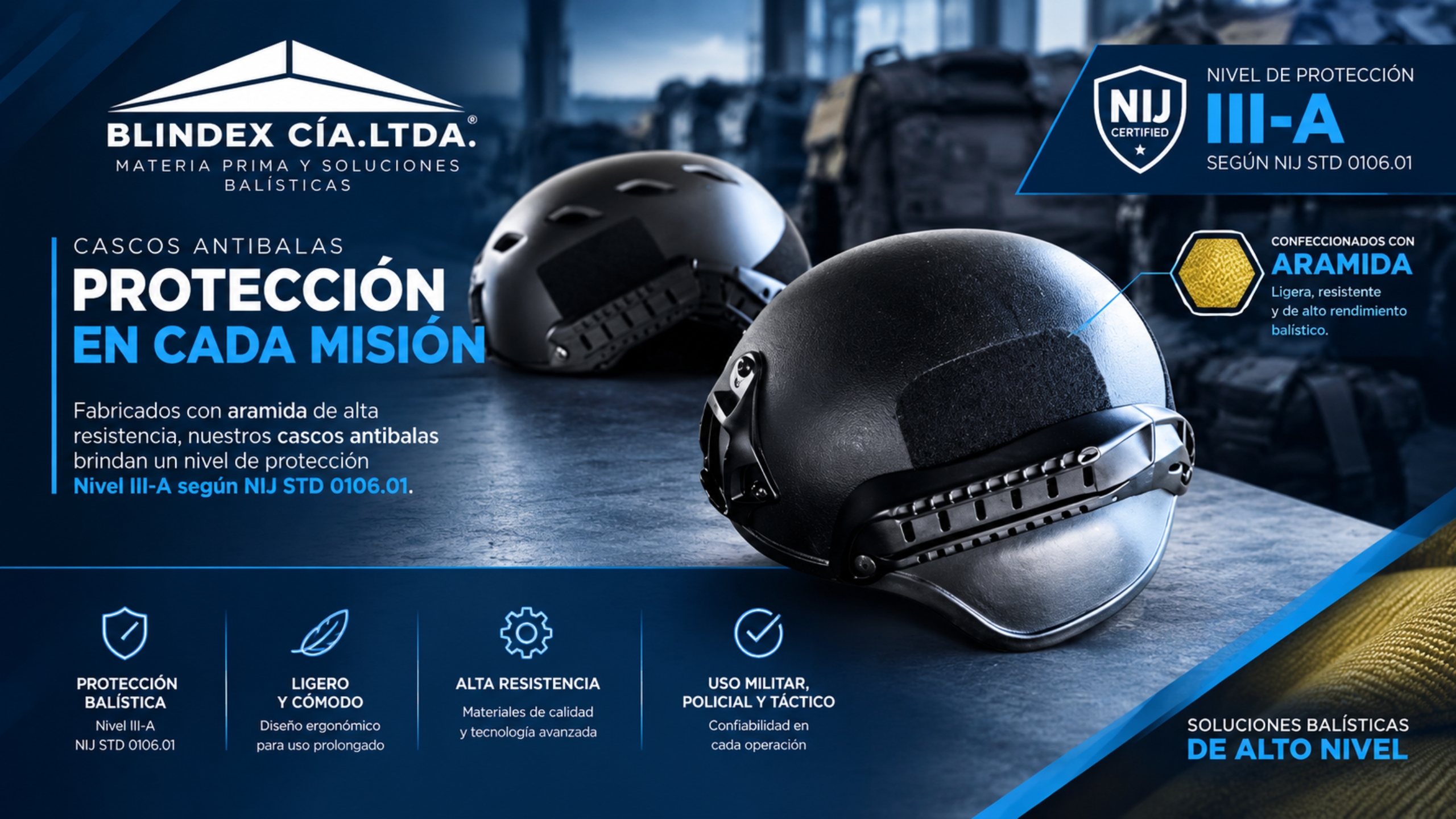 CASCOS-ANTIBALAS-BLINDEX-FABRICACION-ECUADOR-NIJ